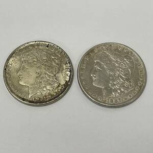 #2941-A アメリカ銀貨 2枚 1887年 1921年 モルガンダラー 1ドル 銀貨 重量約26.68ｇ 26.80g Morgan Silver Dollars 現状保管品 詳細不明