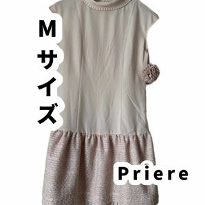 Priere プリエール　ワンピース　ベージュ　38 女性　レディース　ファッション　新品　未使用　値札付き　コサージュ　洋服