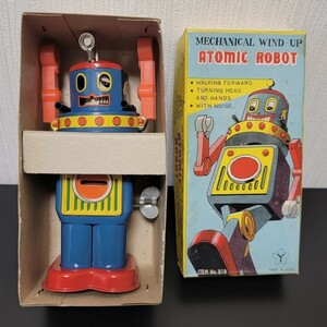 【ATOMIC ROBOT・ヨネザワ玩具】《オリジナル箱付き・古い当時物・ブリキロボット・日本製・米澤玩具》