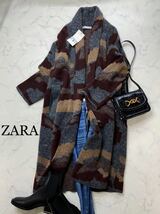 ZARA ザラ★タグ付き未使用★定価10990★あったかウール混 総柄 ジャガードニットコート カーディガン コーディガン 羽織★Mサイズ yz0297_画像1