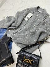 ZARA ザラ★タグ付き未使用★大人素敵★定価10990★フェイクパール ニットボンバージャケット 羽織 カーディガン★グレーSサイズ yz0217_画像5