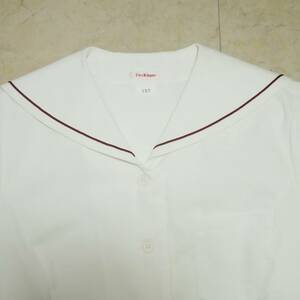 4437　中高セーラー型ブラウス/白襟赤1本ライン2枚組/大きいサイズ/夏服/半袖/女子/JK/JC/匿名配送