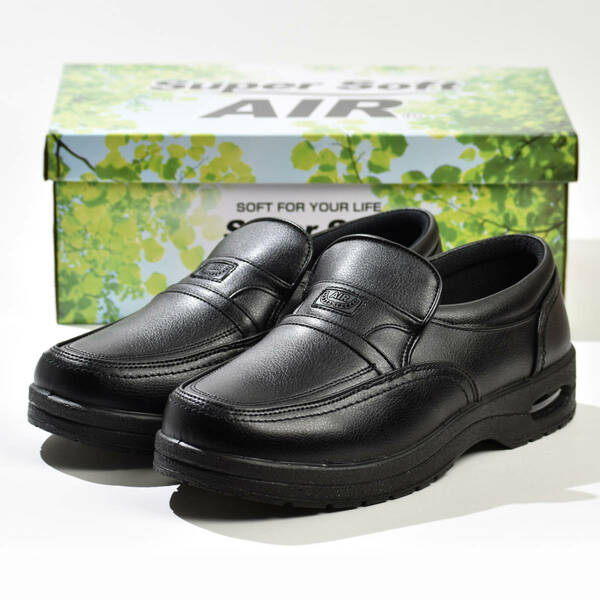 ウォーキングシューズ 25.0cm メンズ 幅広 4E 紳士靴 ビジネスシューズ ブラック 紐なし 匿名配送