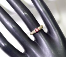 W-82☆K18 ルビー0.08ct/ダイヤモンド0.38ct リング 日本宝石科学協会ソーティング付き_画像9