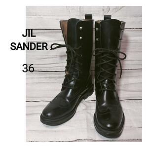 JIL SANDER ジルサンダー レースアップブーツ レザー 36 黒