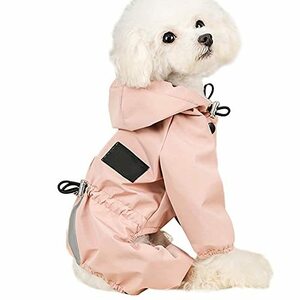 【訳有未使用】ピンク_L Bidason 犬 レインコート 防水 防風 帽子付き パーカー ペットの服 ドッグ…_C_867