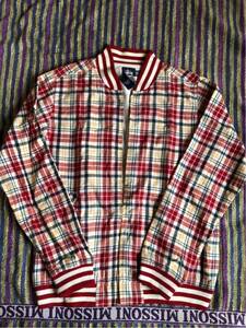 ステューシー STUSSY 薄手ジャケット 赤×白×黄色 紺 チェック柄 Mサイズ タグダメージあり