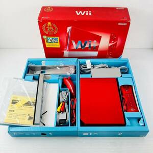 82 Nintendo Wii スーパーマリオ 25th 25周年 アカ レッド Anniversary 記念モデル 外箱 取扱い説明書 完全限定生産品 任天堂 アダプタ RVL