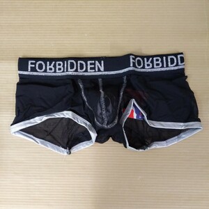 Mサイズ ローライズ ボクサーブリーフ FORBIDDEN メンズ 公式 正規品 ブラック シルバー スケスケ ポリアミド アウトレット 管番： 8791