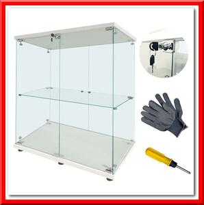 [ new goods prompt decision ] glass case 2 step both door ( key attaching )) width 80.7× depth 36.5× height 86cm( white )