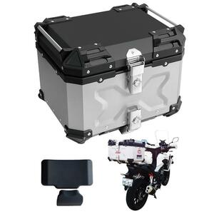 【新品即決】バイク リア ボックス アルミ トップケース 簡単脱着 45L (シルバー/銀)