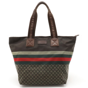 GUCCI グッチ ディアマンテ シェリーライン トートバッグ ショルダーバッグ 肩掛け ナイロン レザー ブラウン レッド