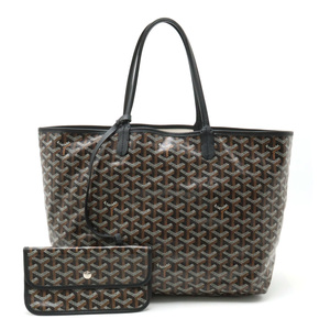 GOYARD ゴヤール サンルイPM トートバッグ ショルダーバッグ コーティングキャンバス レザー ブラック 黒 ブラウン 茶