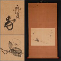 【模写】吉】10238 花押あり 作者不明 椿画賛 書 和歌 茶掛け 茶道具 古筆 掛軸 掛け軸 骨董品_画像1