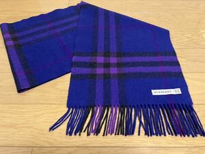 BURBERRY　バーバリー　マフラー　カシミア100％　青紫系　送料無料!!!