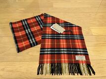 BURBERRY　バーバリー　マフラー　カシミア100％　オレンジレッド　ヴィンテージチェック　送料無料!!!_画像1