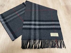 BURBERRY　バーバリー　マフラー　カシミア100％　チャコール　美品　送料無料!!