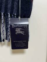 BURBERRY　バーバリー　マフラー　カシミア100％　タグ付き未使用品　濃紺　ネイビー系　訳有!!!　送料無料!!_画像5