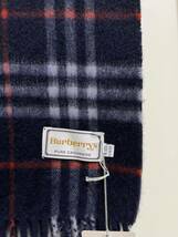 BURBERRY　バーバリー　マフラー　カシミア100％　タグ付き未使用品　濃紺　ネイビー系　訳有!!!　送料無料!!_画像4