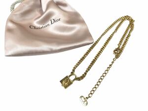(D) Christian Dior クリスチャンディオール 南京錠 ネックレス ゴールド 送料250円 (ma)