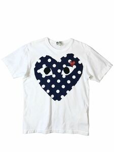 (D) PLAY COMME des GARCONS プレイ コムデギャルソン ドット ハート 半袖Tシャツ M ホワイト 送料250円