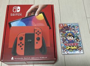 【送料無料】ニンテンドースイッチ Nintendo Switch本体 有機ELモデル マリオレッド ＋ 桃太郎電鉄ワールド【中古美品】