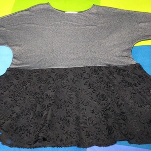 【BEARDSLEY(ビアズリー)・レース切替プルオーバー】グレー×黒系/定価19,440円/2017年モデル