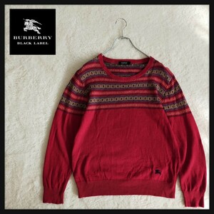 バーバリーブラックレーベル 薄手 セーター ニット M 暗赤　バーガンディー　BURBERRY BLACK LABEL