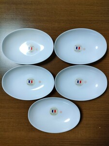 【送料無料】ヤマザキ春のパン祭り山崎春のパンまつり2003年白いオーバルボウル5枚セット　白い皿　カレー皿　パスタ皿　アルクフランス