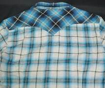 古着●トルネードマート 長袖シャツ ブルー ホワイト チェック M 袖まくり用のストラップあり_画像7