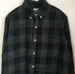 【最終】起毛チェックシャツ　ブロックチェック　Mサイズ　緑