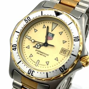 1円【 正規品・定価11万 】TAG HEUERタグホイヤー 腕時計 レディース プロフェッショナル デイト 防水200m ゴールド ホワイト 美品 稼動品