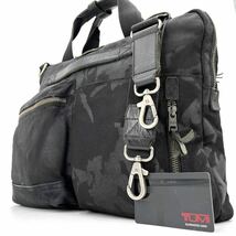 1円《 希少デザイン 》TUMI トゥミ 2way ビジネスバッグ ブリーフケース メンズ カモフラ レザー バリスティックナイロン A4 PC収納◎ 黒_画像1