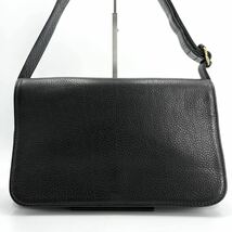 1円《 幻の逸品・極美品 》COACH コーチ ショルダーバッグ メンズ 斜め掛け クロスボディ フラップ シボ革 レザー 本革 ブラック 黒_画像2