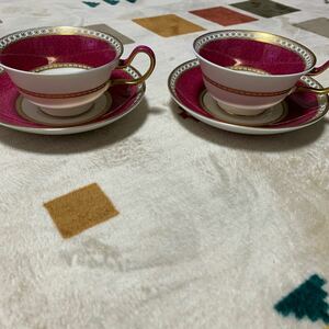 Wedgwood ウェッジウッド カップ&ソーサー ティーカップ ユーランダー パウダールビー 2客セット WEDGWOOD　ルビー　金彩　ボーンチャイナ