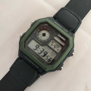 CASIO カシオ AE-1200-WH ワールドタイム チープカシオ デジタル 腕時計 ウォッチ ブラック×グリーン