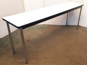 ★ 94136 ミーティングテーブル 丸脚 4本 白 ソフトエッジ巻 180ｘ45ｘ70ｃｍ 法人様向け 個人宅配送不可 支店止 引取 美品 ★