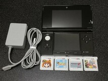 ■即決■任天堂 初代3DS本体、ACアダプター、ソフト4本セット　※訳あり品■_画像1