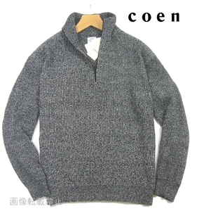 新品 秋冬春 ★ ユナイテッドアローズ　コーエン COEN　メランジ ミックス ニット　M　ブラック系　スタンド ハーフジップ