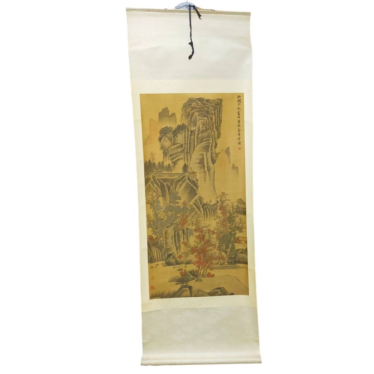 ◆Used item◆Mei Aei Akiyama Autumn Leaves Scroll Painting Artwork Interior Hanging Scroll E34723NL, painting, Japanese painting, landscape, Fugetsu