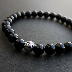 本物！6mm クロムハーツ BEAD オニキス ビーズ ブレスレット SV925 ブレス CHROME HEARTS (y)