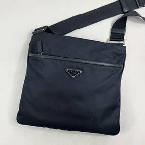 1円〜【近年モデル】　PRADA プラダ 2VH563 サコッシュ 斜め掛け◎ ネイビー ナイロン ショルダーバッグ トライアングルロゴ 鞄 