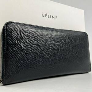 1円〜【付属品完備】 CELINE セリーヌ 長財布 ラウンドファスナー ブラック 黒 レザー ロゴ メンズ レディース ラウンドジップ