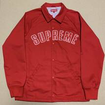 美品 M Supreme Twill Coaches Jacket 2015FW red 赤 レッド arc logo シュプリーム アーチロゴ コーチジャケット_画像1