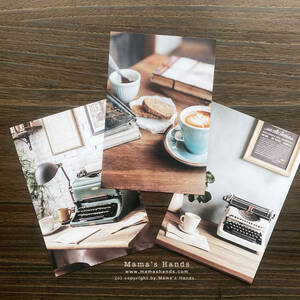 ★即決★ おしゃれな カフェ コーヒー ブルックリン スタイル アート ３枚 ハガキ ポストカード セット