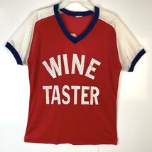 ヴィンテージ半袖ゲームシャツVネックTシャツナンバリングWINE TASTER_画像1