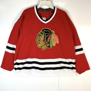 CCM NHL Chicago * black Hawk s hockey shirt game shirt uniform 