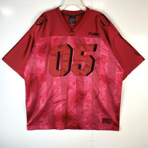 FUBUフブフットボールシャツゲームシャツワッペンナンバリング刺繍レッドピンク