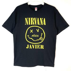 NirvanaニルヴァーナバンドTシャツバンTロックTロゴプリントブラック