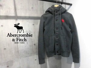 ABERCROMBIE&FITCH アバクロンビー＆フィッチ A&F ロゴ刺繍 フード付き 裏起毛 スウェットジャケット M/パーカー/フーディ/グレー/メンズ